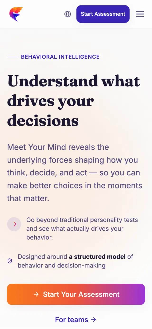MeetYourMind: the home page on a phone